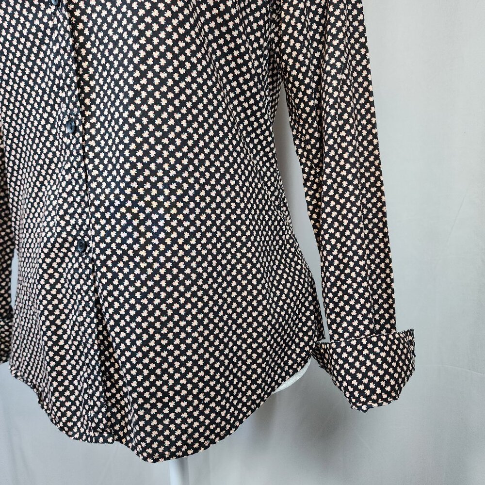 Uniqlo Orla Kiely Black Pink Floral Cotton Button Up Collared Shirt Size Small - Picture 6 of 14